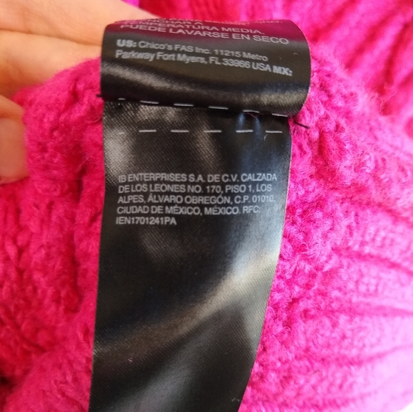 White House Black Market V-Neck Puff Sleeve Cable Pullover Sweater Pink Small - Picture 9 of 11